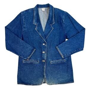 Vintage Women's Vivaldi Jeanswear Made in USA Denim Button Front Blazer Jacket L